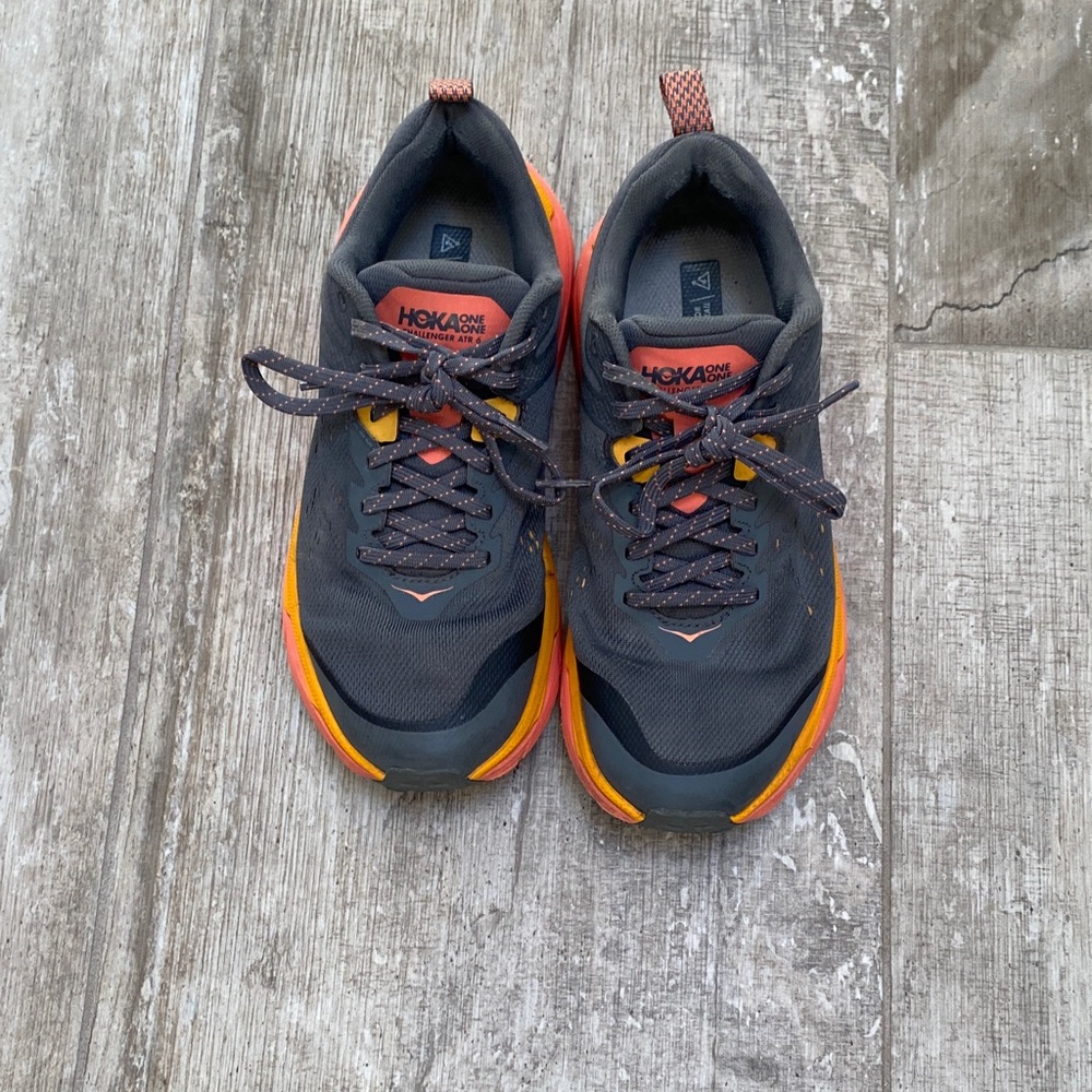 Hoka One Women’s Charcoal and Tangerine Athletic Shoes